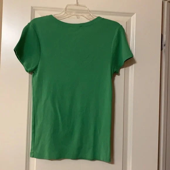 Ralph Lauren Green V-Neck Knit Tee Size Large - Picture 2 of 4